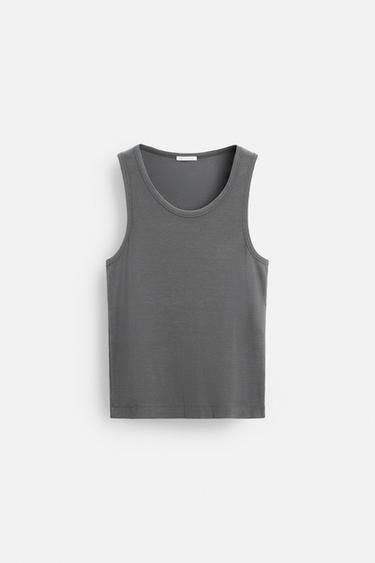 CAMISETA BÁSICA TANK RIB - Azul / Gris de Zara