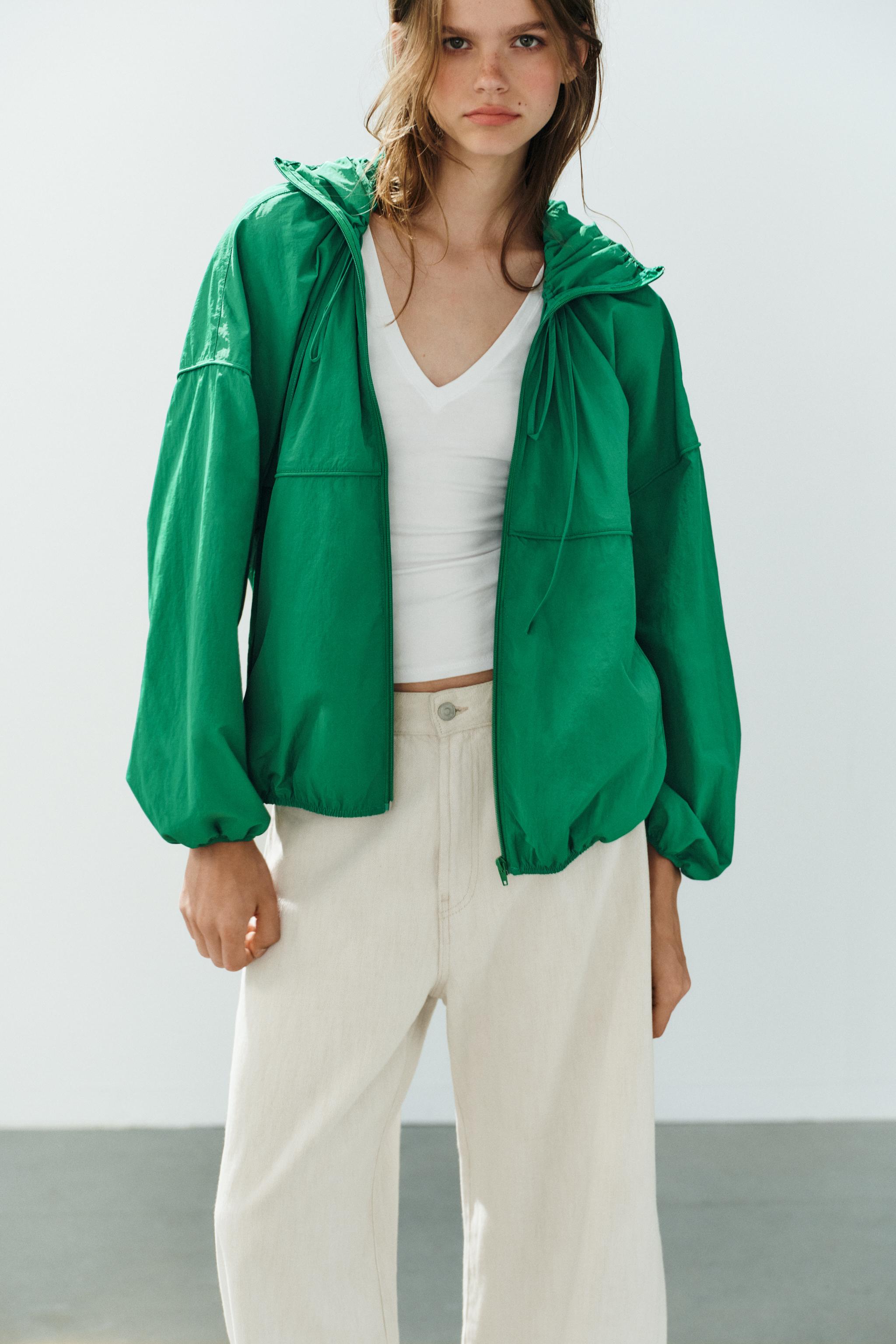 TECHNICAL FABRIC HOODIE JACKET — Green