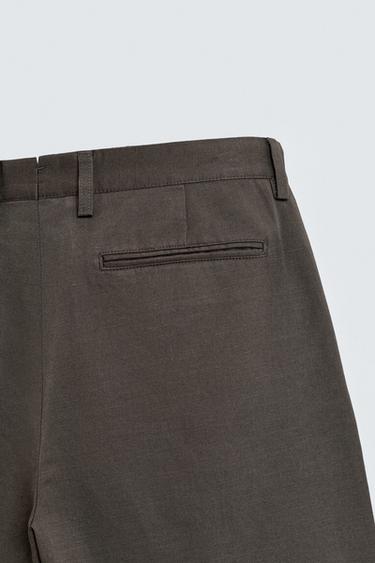 COTTON/LINEN PLEATED TROUSERS - Black / Brown by Zara - Image 3