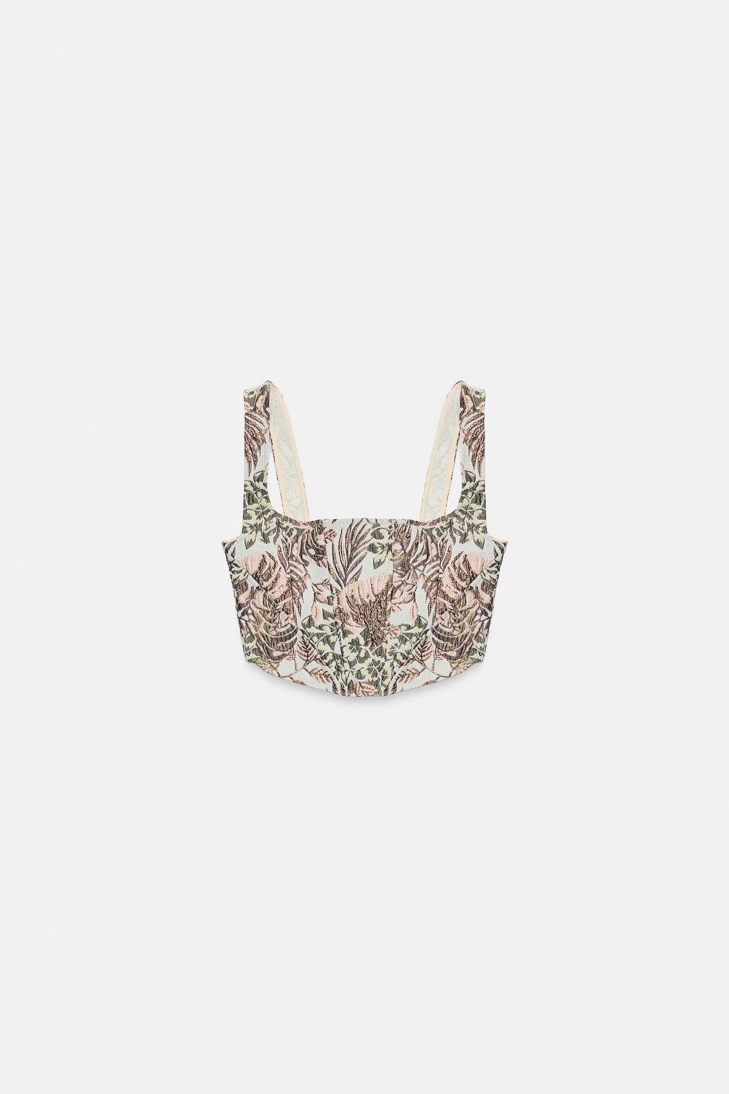 Корсет, жаккард — Zara, цвет: Разноцветный — фото 6