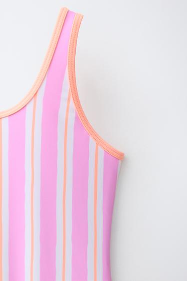6-14 YEARS/ STRIPED SWIMSUIT - Light lilac by Zara - Image 2
