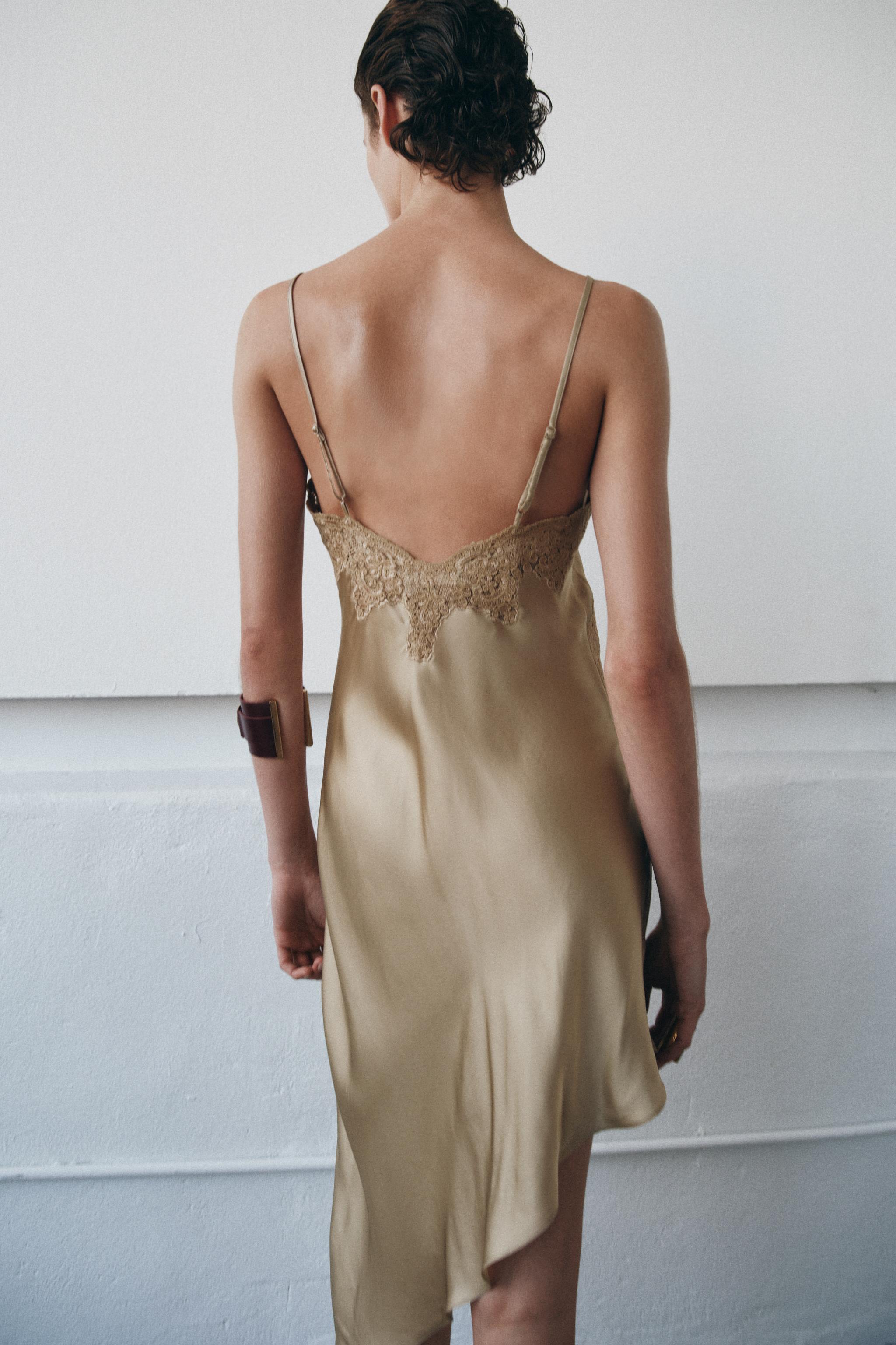 ZW COLLECTION ASYMMETRIC SATIN DRESS - Light beige | ZARA United States ZW COLLECTION ASYMMETRIC SATIN DRESS - Light beige | ZARA United States