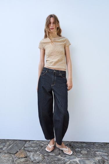 TOP PUNTO PERLAS EFECTO ARRUGADO - rosa claro de Zara
