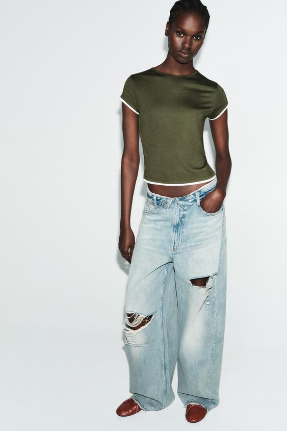 CONTRAST PIPING T-SHIRT