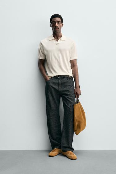 REGULAR FIT KNIT POLO SHIRT - Ecru by Zara