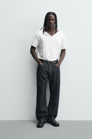 LOOSE FIT JEANS WITH BUTTON FASTENING - Indigo by Zara