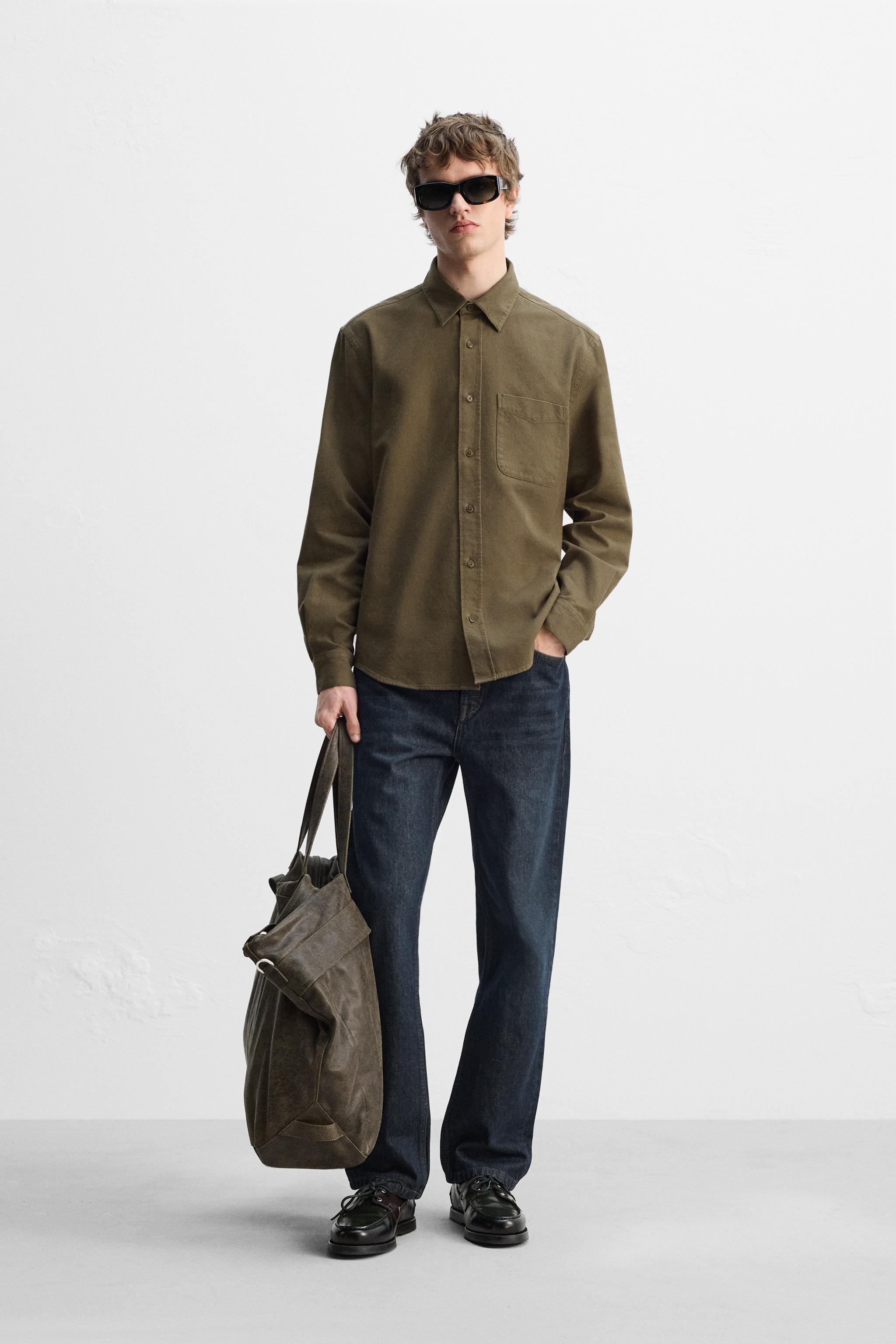 BRUSHED COTTON SHIRT - Ecru | ZARA United States BRUSHED COTTON SHIRT - Ecru | ZARA United States