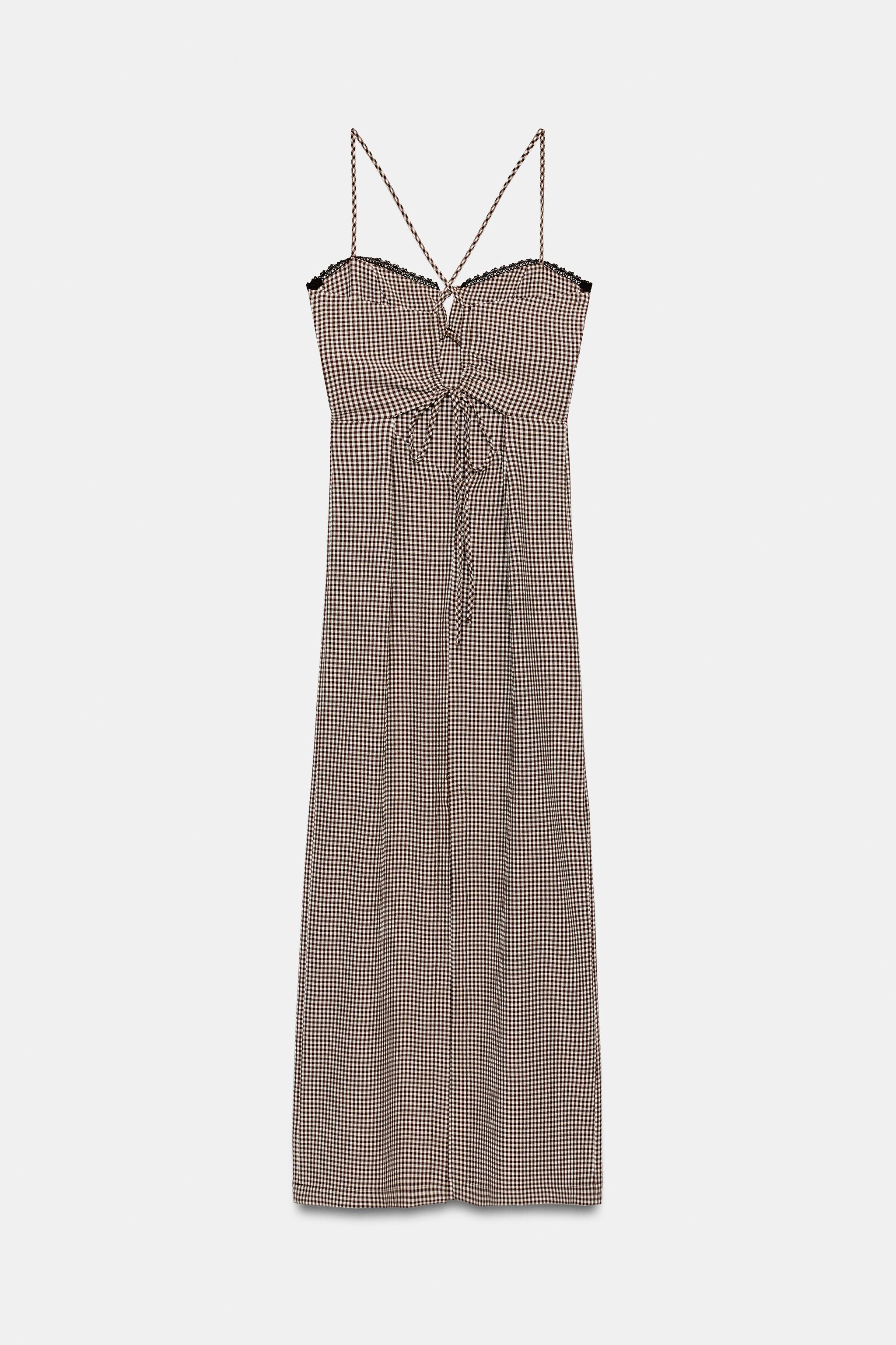 Женские платья Zara GINGHAM MIDI DRESS — фото 8