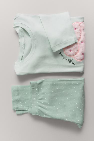 6-14 ANS/ PYJAMA GÂTEAU EFFET FOURRURE - Vert d'eau de Zara