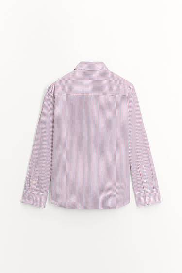 CHEMISE EN POPELINE À RAYURES COLLECTION ZW - rouge/bleu marine de Zara - Image 10