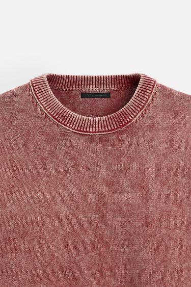 FADED TEXTURED SWEATER - Red by Zara - Image 8