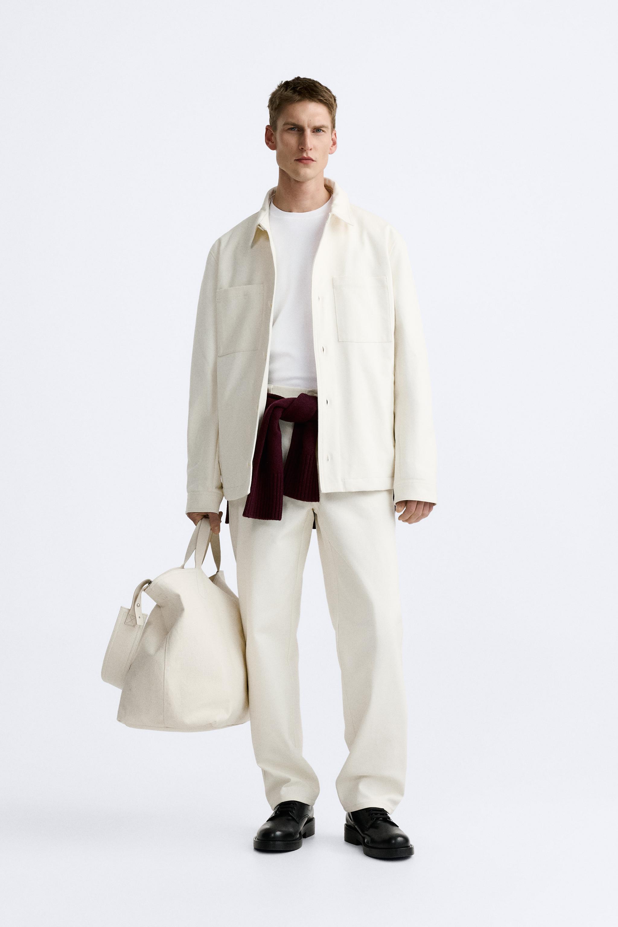 Zara white trousers store with side stripe