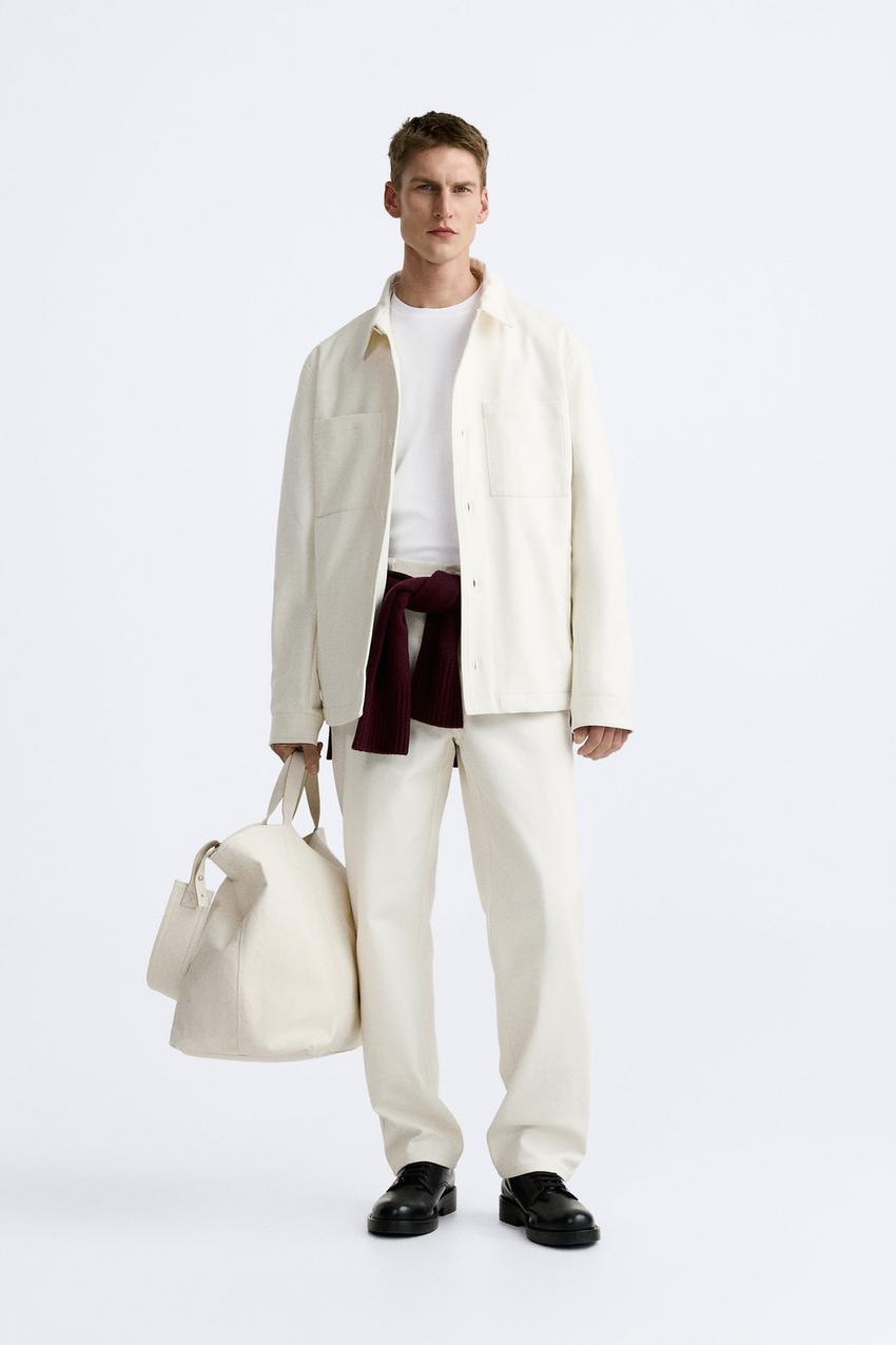Zara High Waist Trousers Oyster White XL