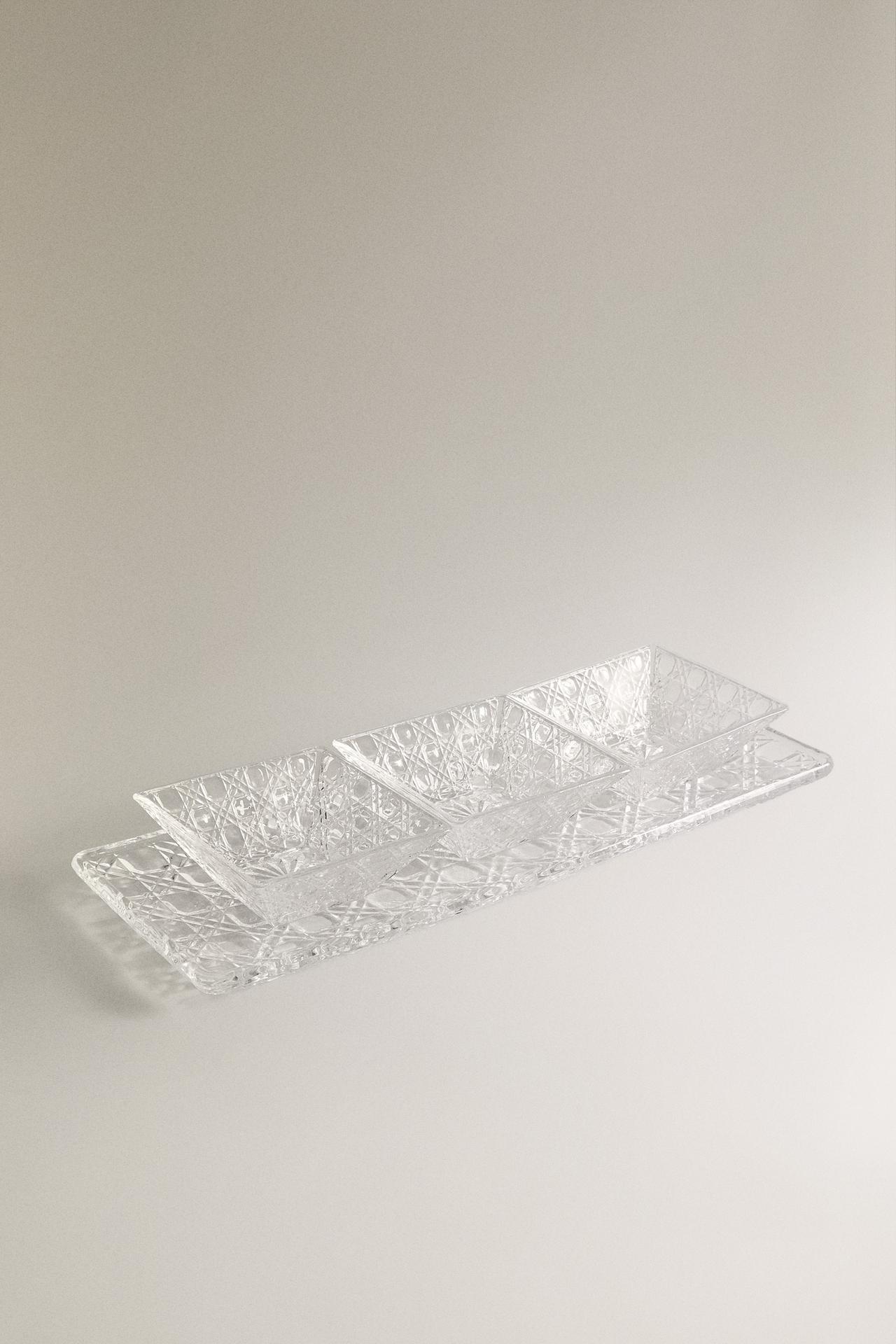 SERVING DISH WITH RAISED GLASS BOWLS — Transparent