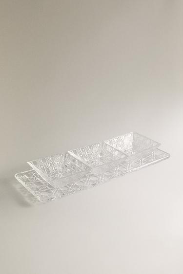 SERVING DISH WITH RAISED GLASS BOWLS — Transparent 2