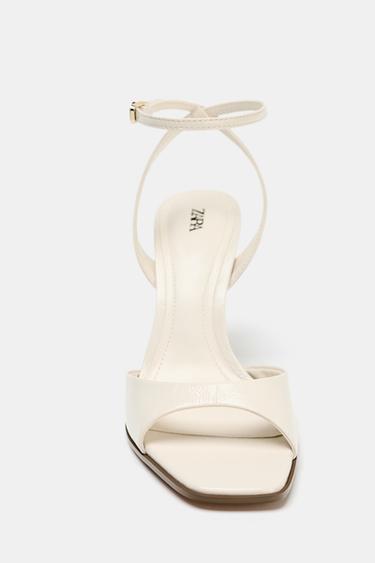 PATENT-FINISH HIGH-HEEL SANDALS - White by Zara - Image 3
