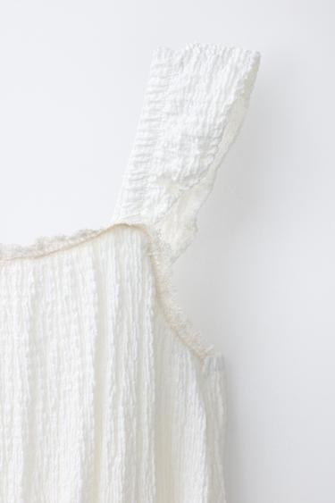 LONG JUMPSUIT WITH RUFFLE TRIM - Ecru by Zara - Image 2