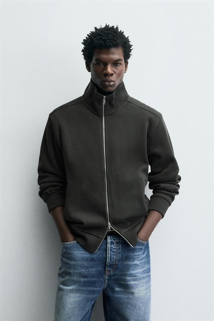 ZARA INTERLOCK RIBBED JACKET