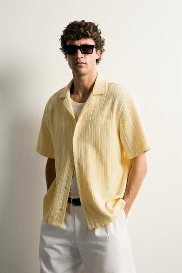 CAMISA REGULAR FIT JACQUARD RATLLES - Groc de Zara
