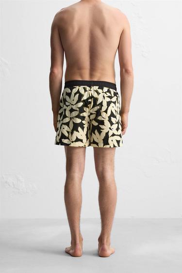 LONG FLORAL PRINT SWIMMING TRUNKS - Black by Zara - Image 2