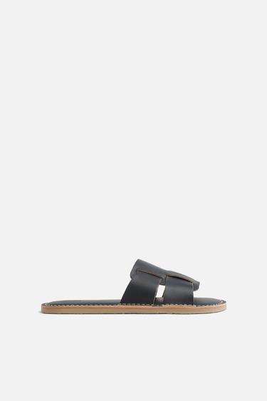 LEATHER SANDALS - Blue by Zara