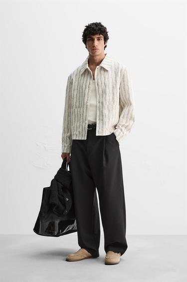 CROCHET JACQUARD JACKET - Ecru by Zara - Image 0
