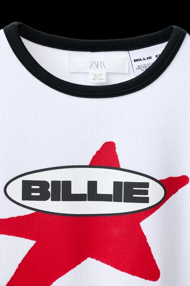 Zara BILLIE EILISH ® LASH MUSIC © PRINTED RIBBED T-SHIRT - White