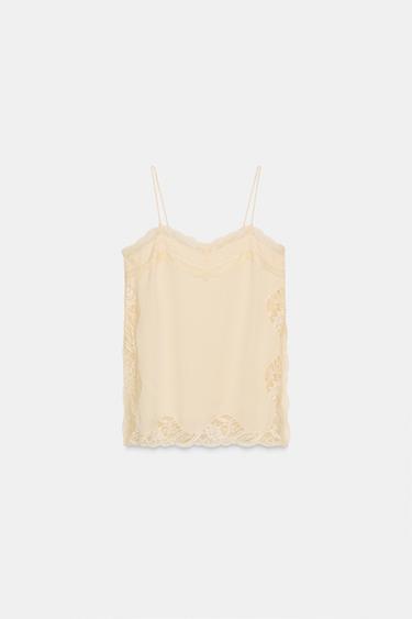 TOP LENCERO ENCAJE ZW COLLECTION - Crudo de Zara