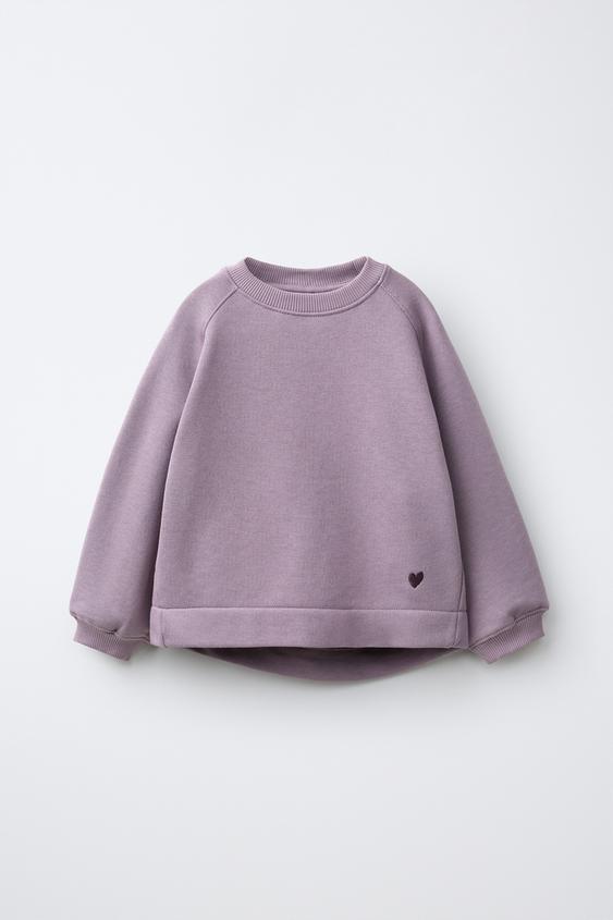 SPORTY EMBROIDERED SWEATSHIRT - dirty-mauve by Zara - Image 0