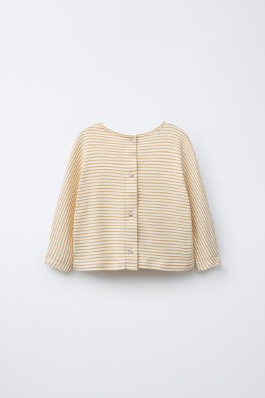 WOVEN STRIPE T-SHIRT - Ochre by Zara - Image 1