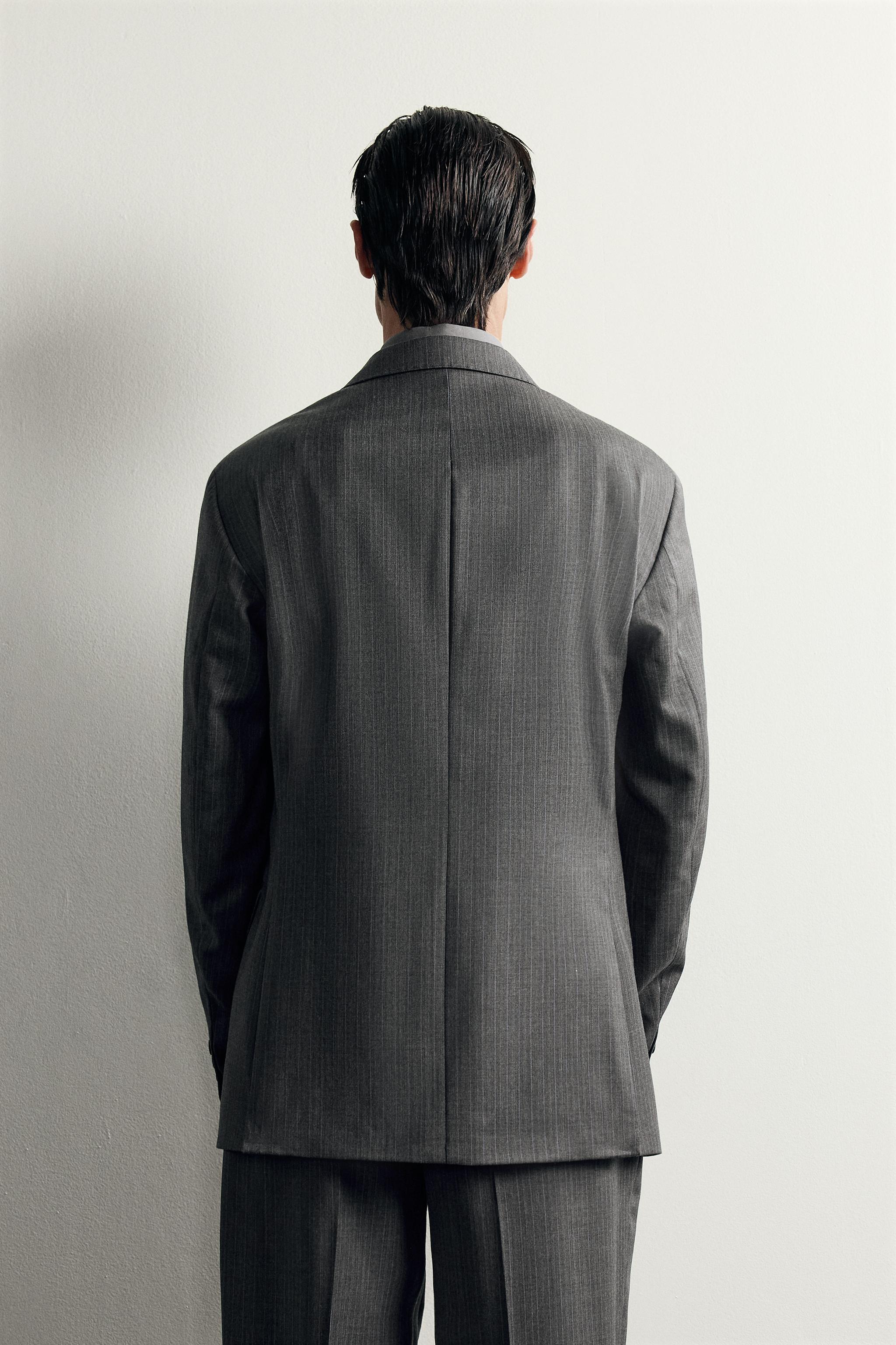 VESTE DE COSTUME À RAYURES 100 % LAINE
