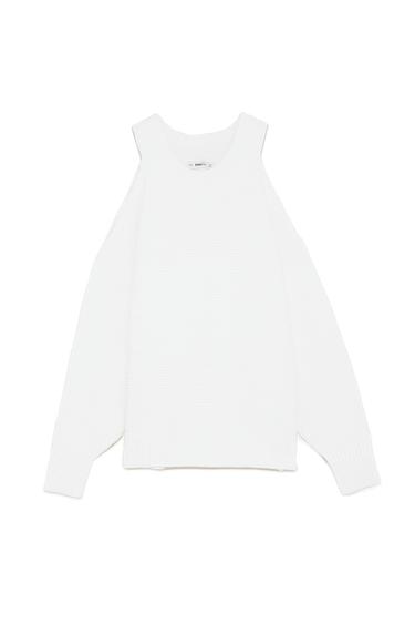 COLD SHOULDER RIBBED SWEATER