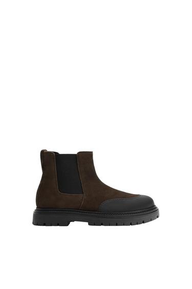 SPLIT SUEDE BOOTS WITH TRIMMING