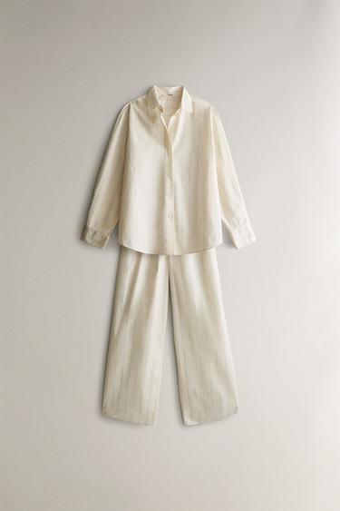 STRIPED TROUSERS - Ecru by Zara - Image 3