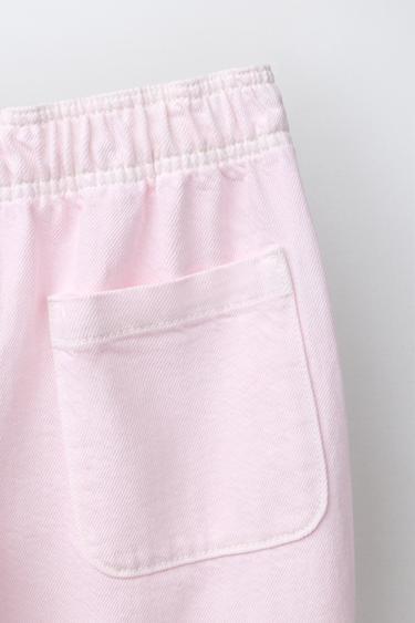 PANTALON BARREL ÉLASTIQUES FLUIDE - Blanc / Rose de Zara - Image 3