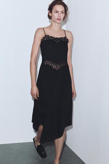 VESTIDO ENCAJE ZW COLLECTION - Negro de Zara