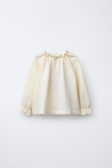 Zara 素色紋理 T 恤 - 裸色