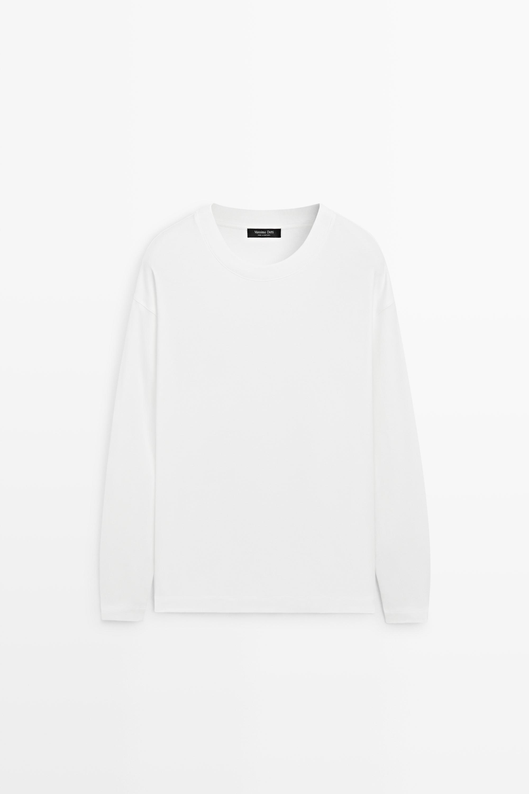 100% cotton long sleeve boxy T-shirt - White | ZARA Canada