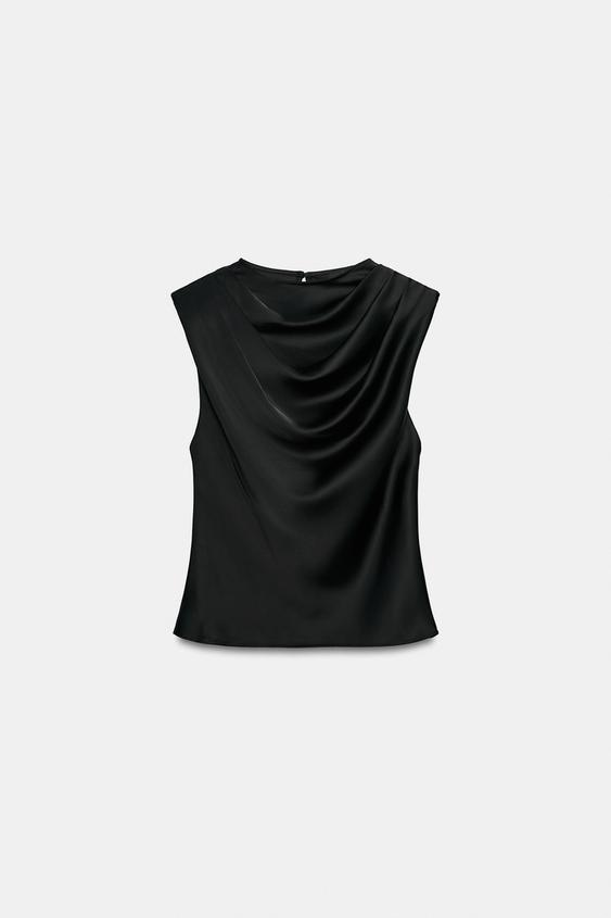 TOP SATINADO FLUIDO - Negro de Zara - Imagen 0