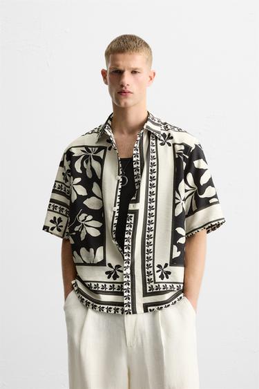 Zara COMBINATION PRINT SHIRT - Black