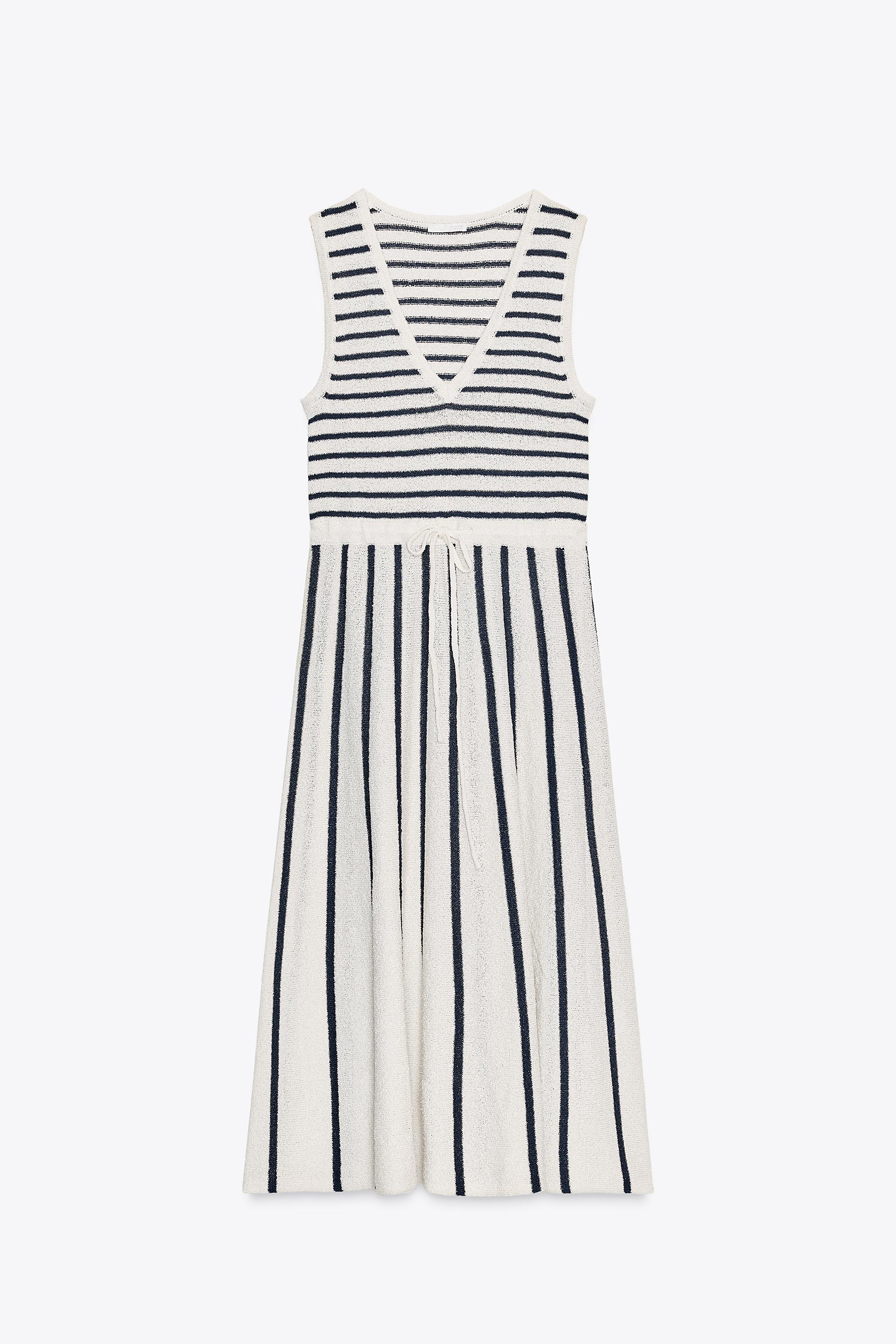 STRIPED CUT-OUT KNIT DRESS