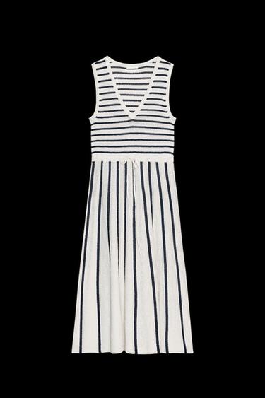 Zara STRIPED CUT-OUT KNIT DRESS - striped - Image 0