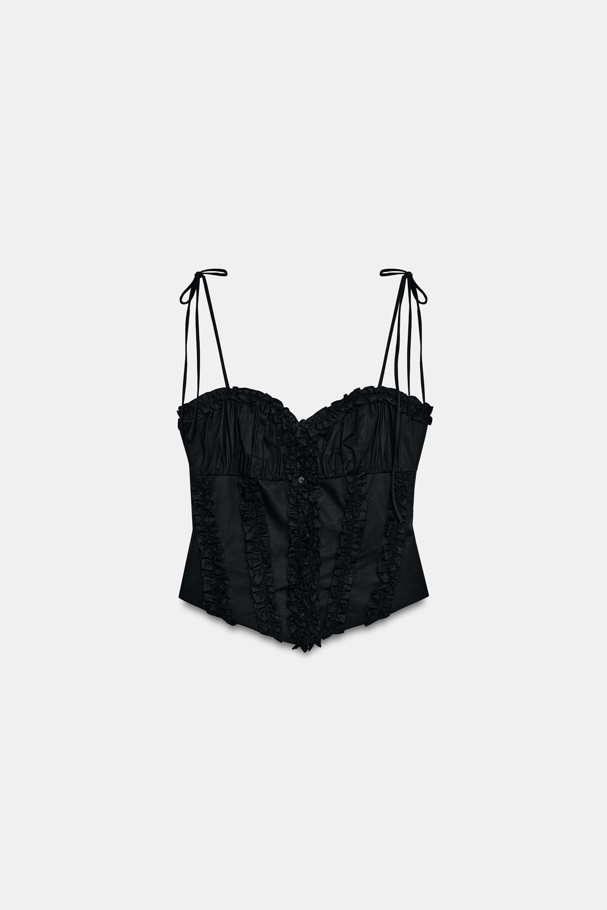 Женские рубашки Zara POLKA DOT RUFFLED POPLIN TOP — фото 7