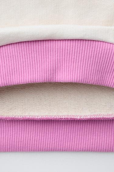 SWEATSHIRT WITH CONTRAST FLORAL SLEEVES - Ecru by Zara - Image 4