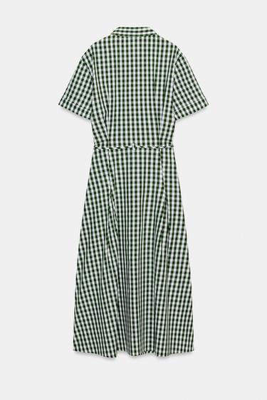 GINGHAM SHIRT DRESS ZW COLLECTION - Green by Zara - Image 5