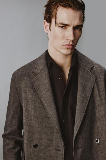 BLAZER CROISÉ DE COSTUME STRUCTURÉ 100% LAINE - Marron de Zara