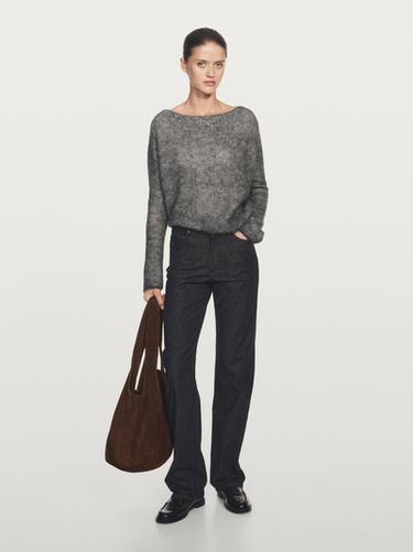 Jeans straight tiro alto - Negro de Zara