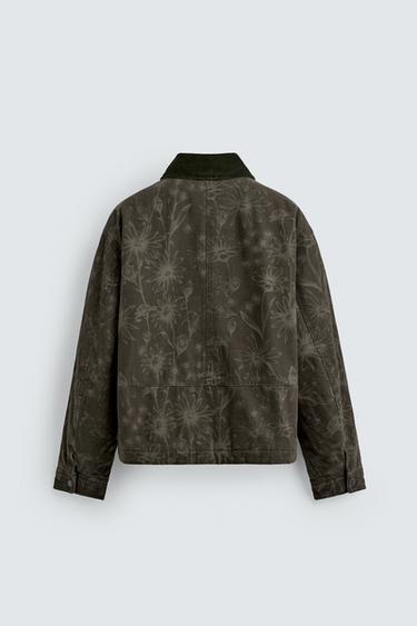 VESTE IMPRIMÉ FLORAL - Kaki foncé de Zara - Image 7