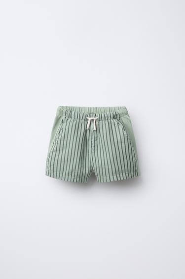 BERMUDA STRAIGHT COMBINADA RAYAS - Verde de Zara
