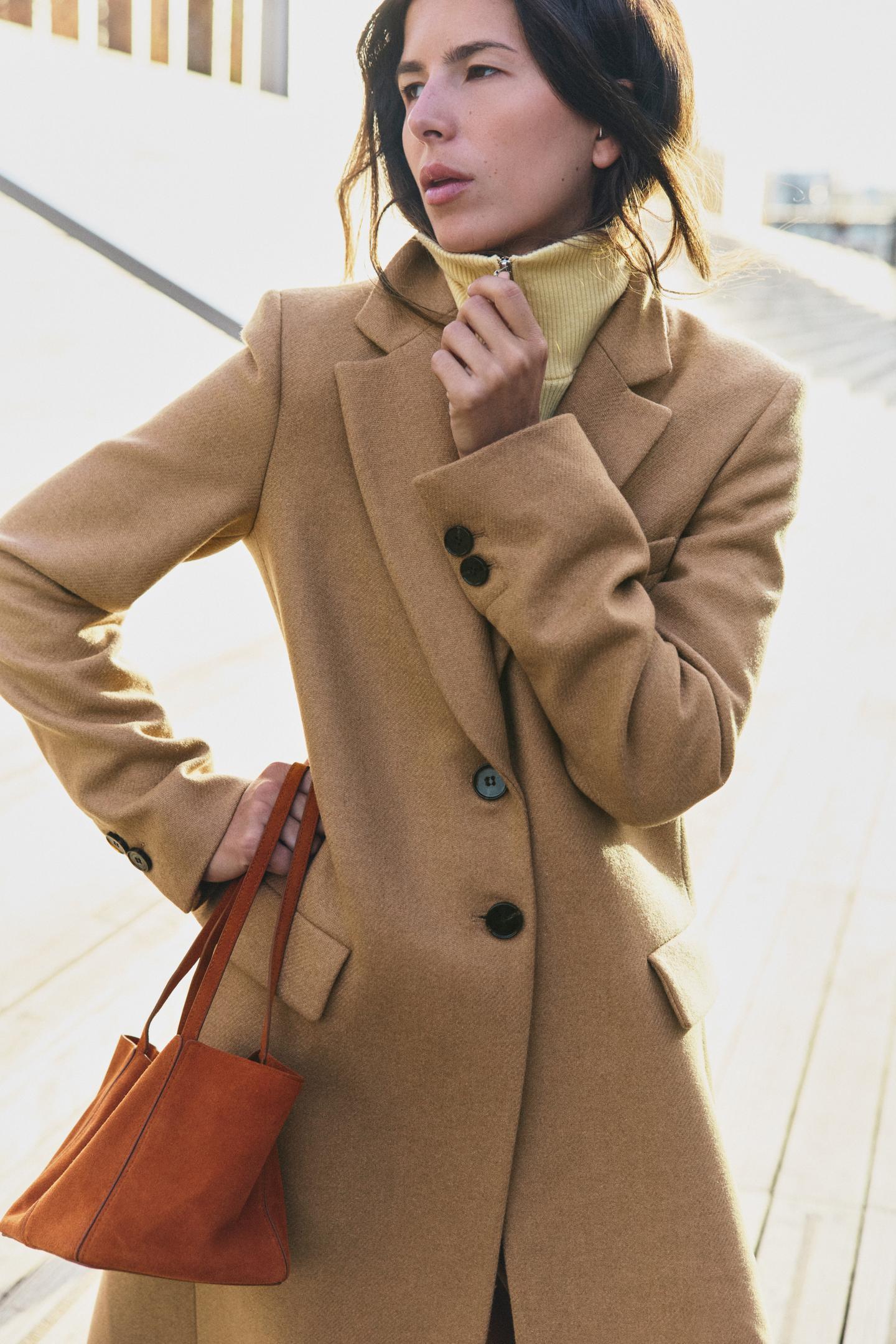 Женское пальто Zara Tailored Long Wool, цвет: Серо-коричневый коричневый — фото 2
